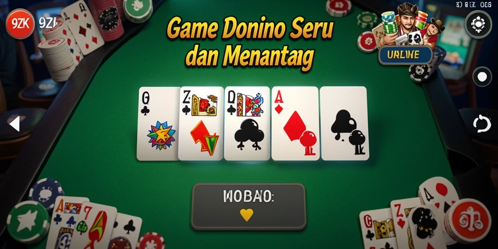 Screenshot menampilkan gameplay seru dari permainan Domino 9ZK.