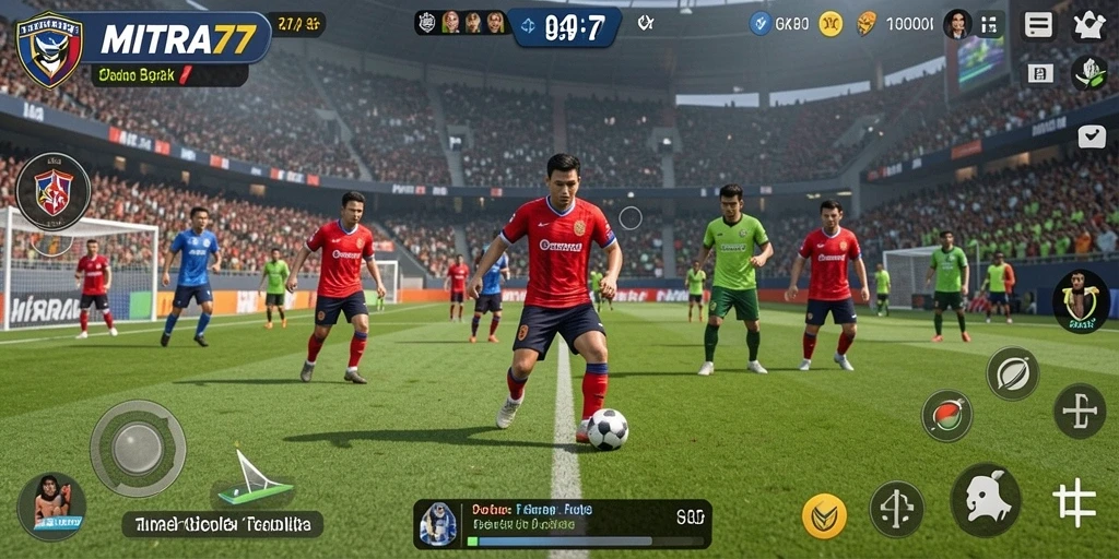 Tampilan menarik dari gameplay sepak bola di MITRA77.
