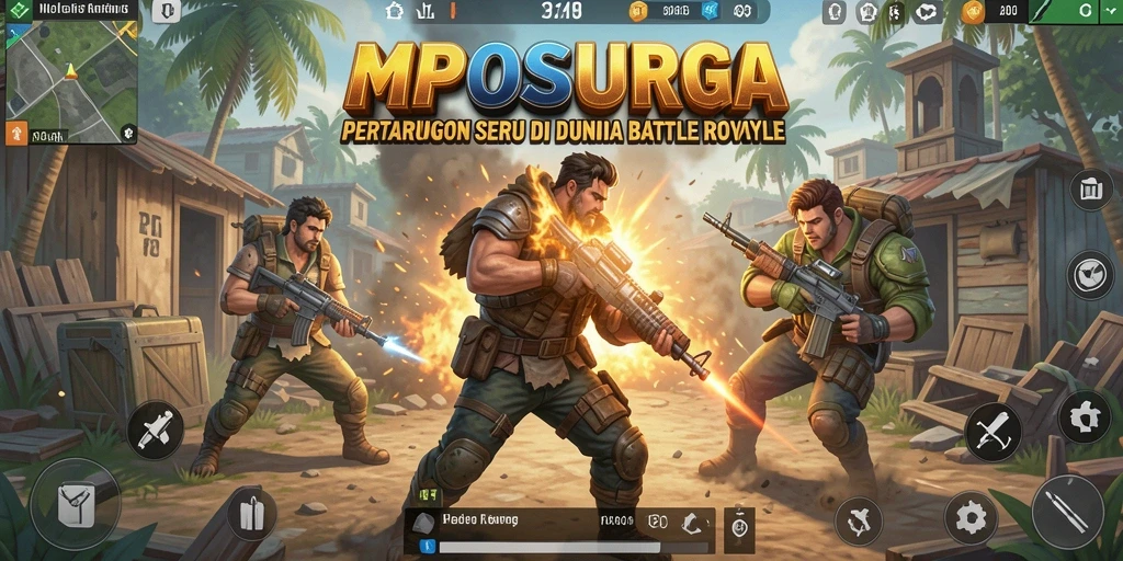 Gameplay MPOSURGA yang mendebarkan dalam pertarungan Battle Royale.