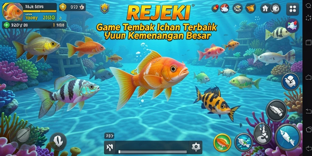 Gameplay seru dengan ikan berwarna-warni dalam REJEKI.