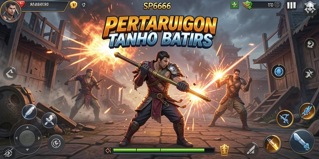 Tangkapan layar gameplay SP666 dengan pertarungan intens.