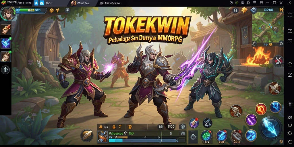 Tangkapan layar utama TOKEKWIN menampilkan aksi seru dalam game MMORPG.