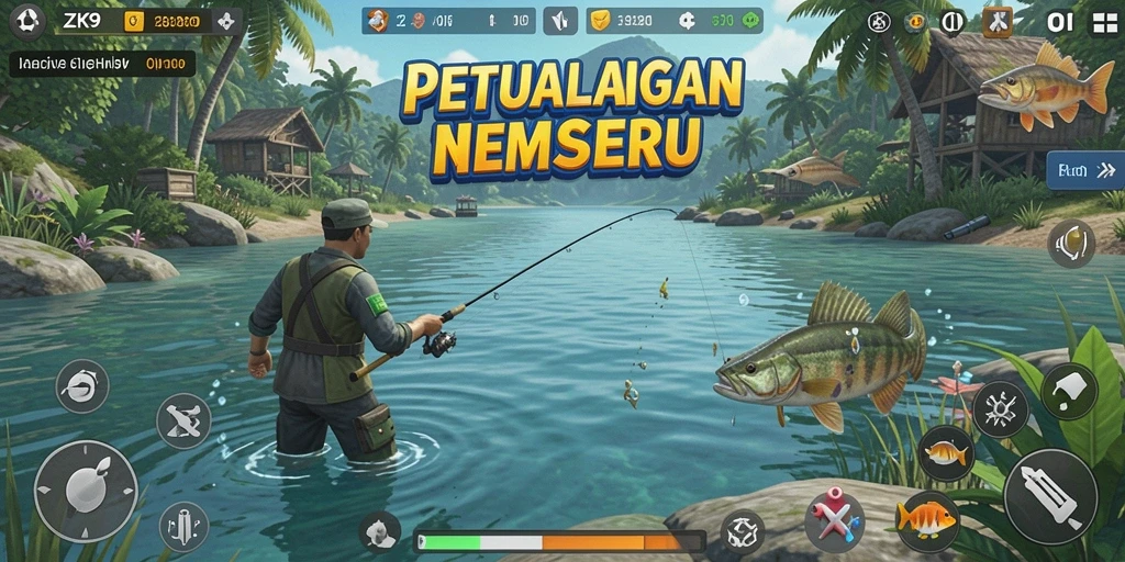 Gameplay seru dengan pengalaman memancing yang mendebarkan.